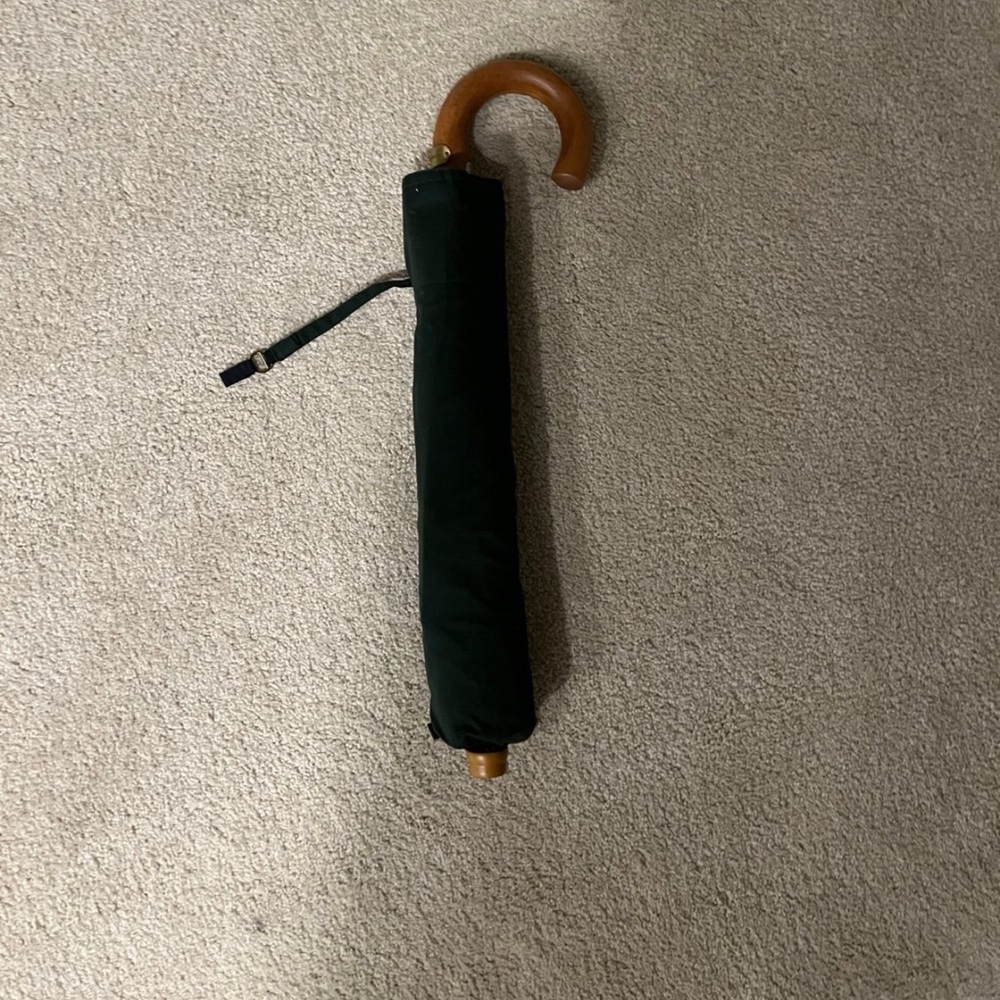 Classic Green Umbrella with Wooden Handle